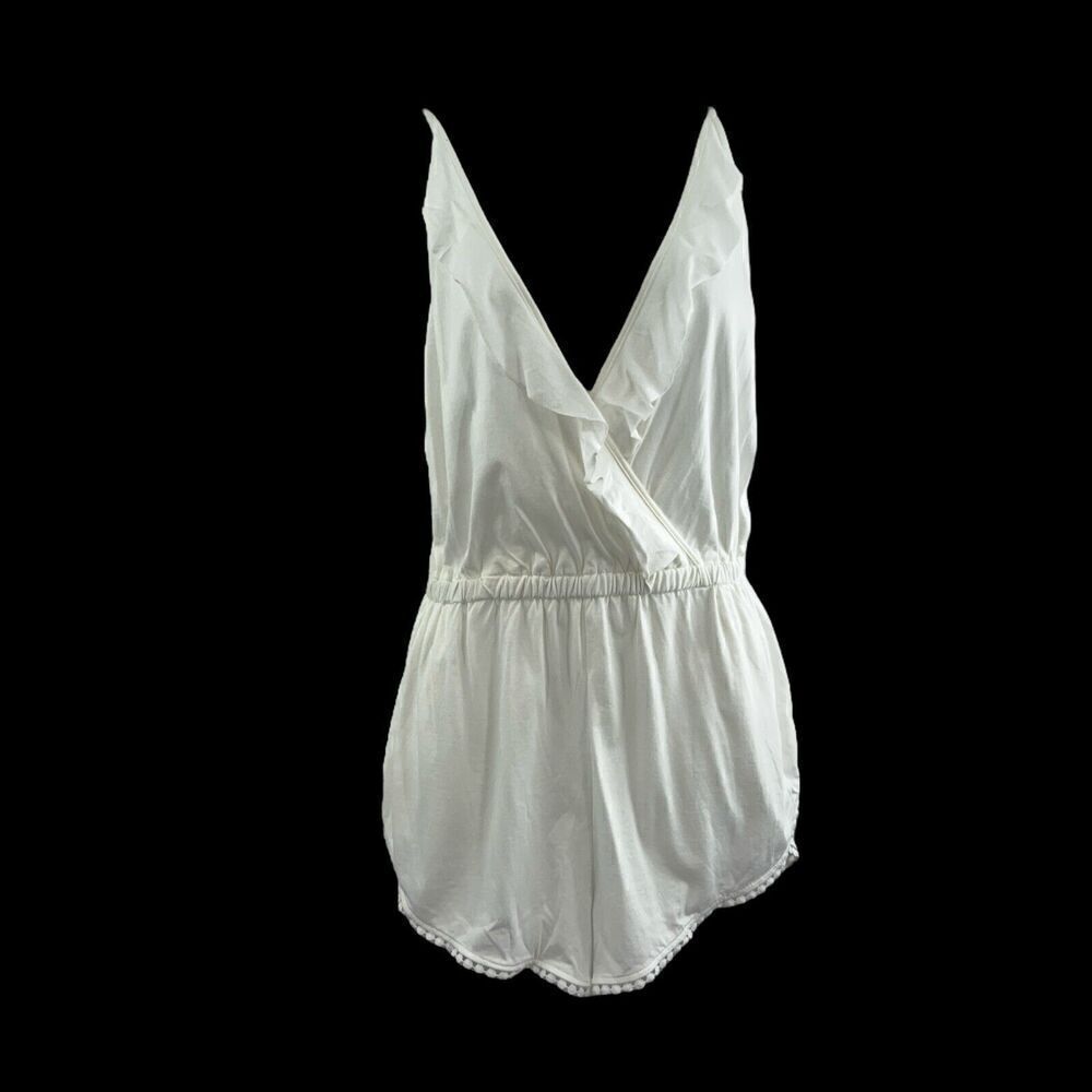 Topshop Womens Small Romper Jersey White Wrap Cover Up Romper Strappy